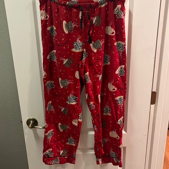 Red cheetah coffee cup Sleep pajama draw string pants - Picture 4 of 8
